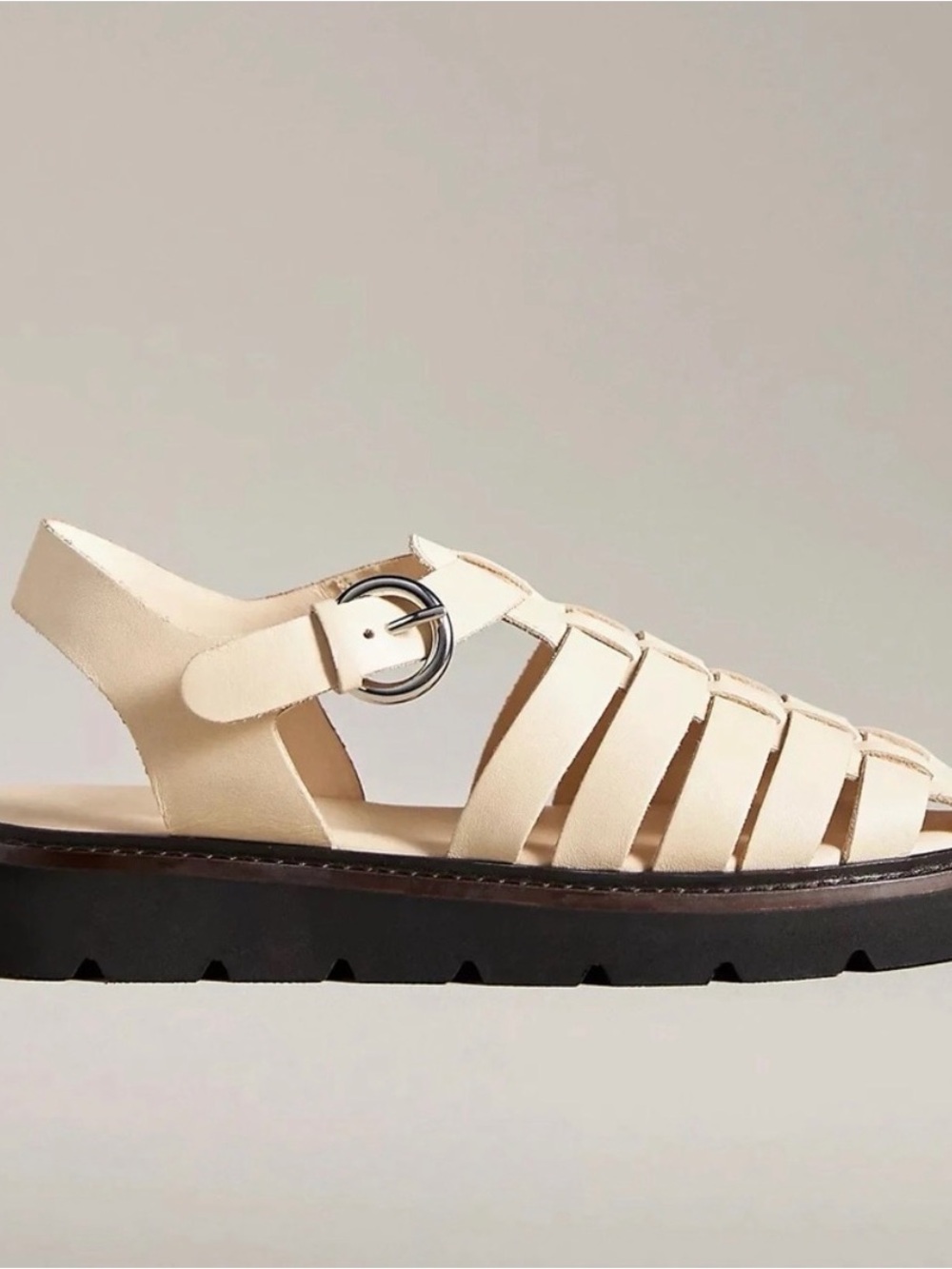 Anthropologie Women's Cream Fisherman Sandals with Buckle